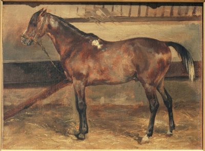 Braunes Pferd im Stall von Theodore Gericault